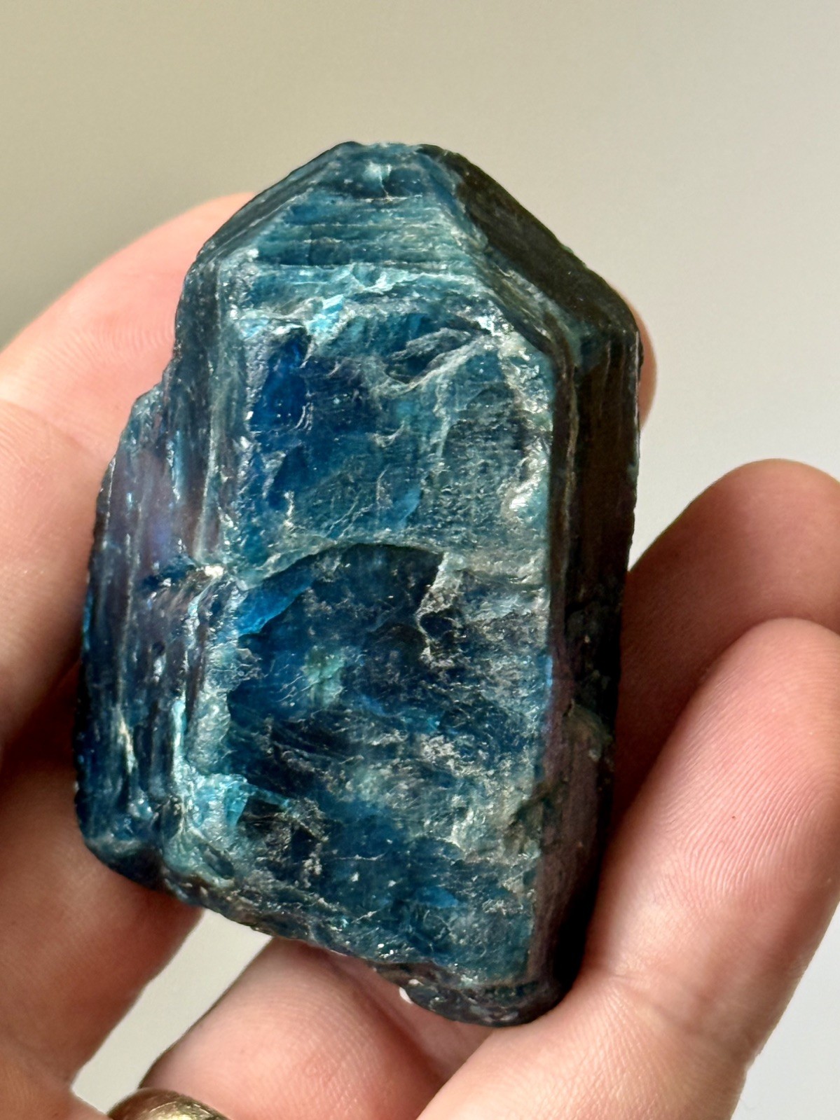 Old Stock Early 90’s Blue Apatite Ipira, Bahia, Brazil, 6.5cm, 120.3g