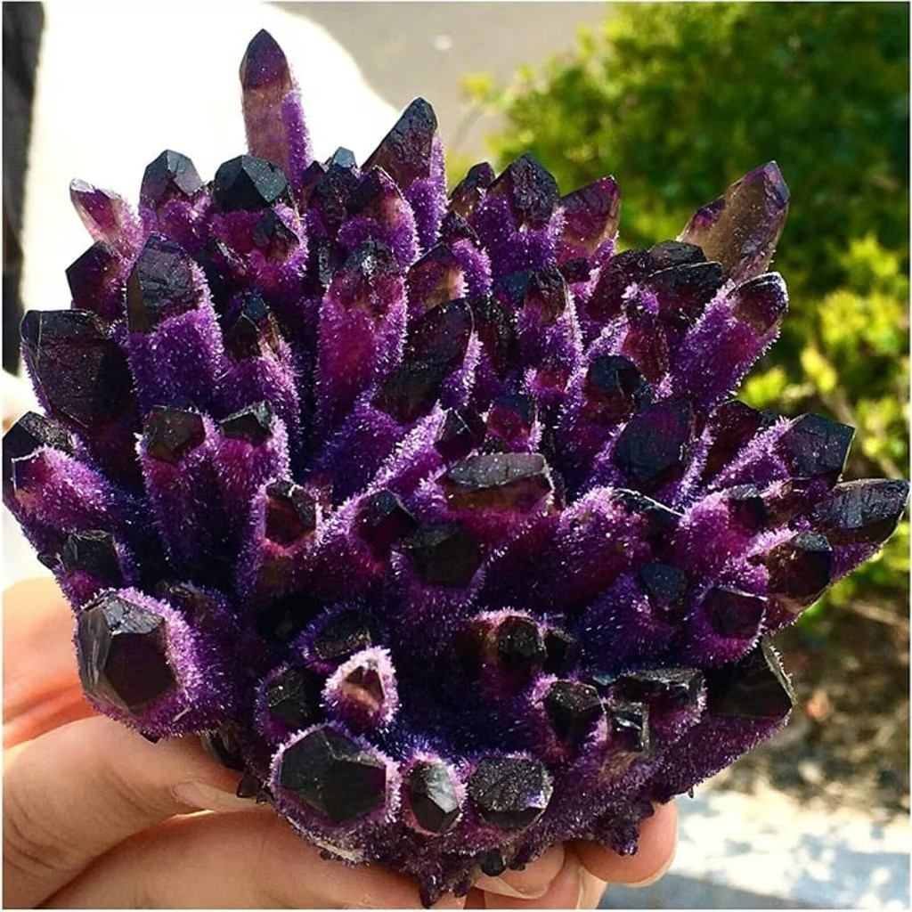 Natural Violet Ghost Phantom Quartz Cluster Mineral Specimen Healing stone 300G