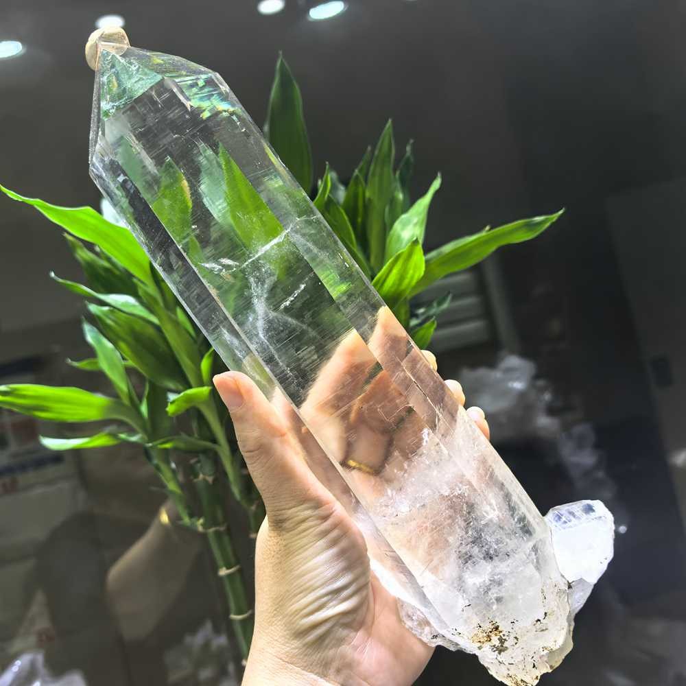 3.6LB Top Natural Quartz Healed Optical Himalaya Crystal Obelisk Wand Point