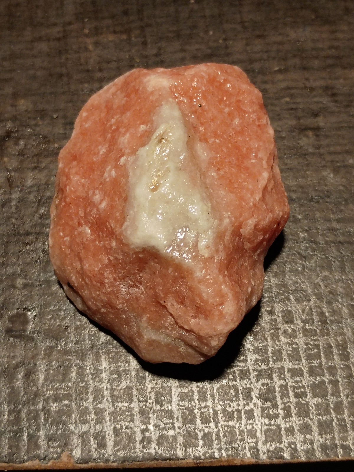 Raw Pink Feldspar Specimen with White Quartz Vein Matrix – Natural Mineral