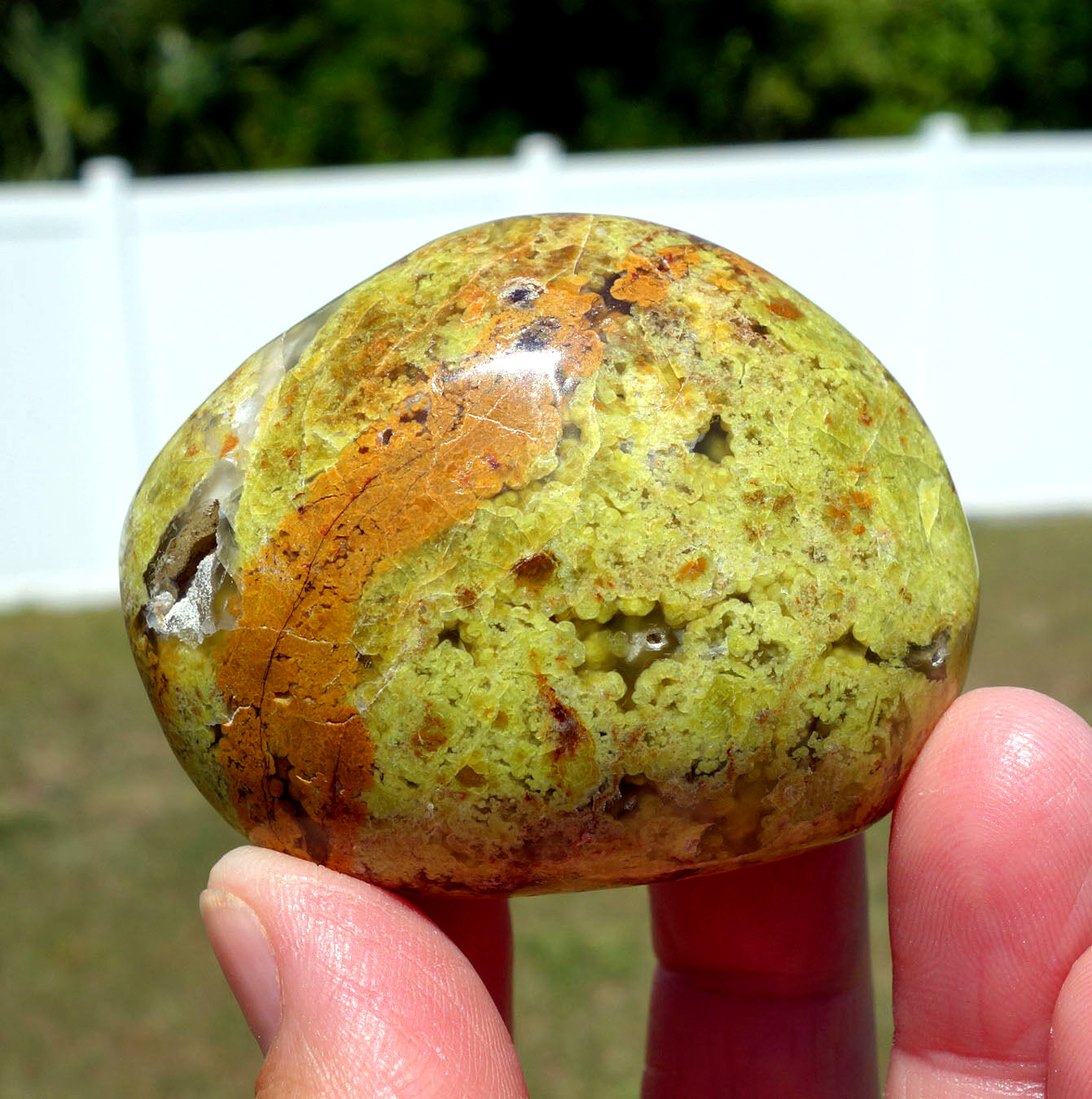 GREEN OPAL Crystal Massage Psychic Devopment Stone oPalm Stone w Quartz Vug