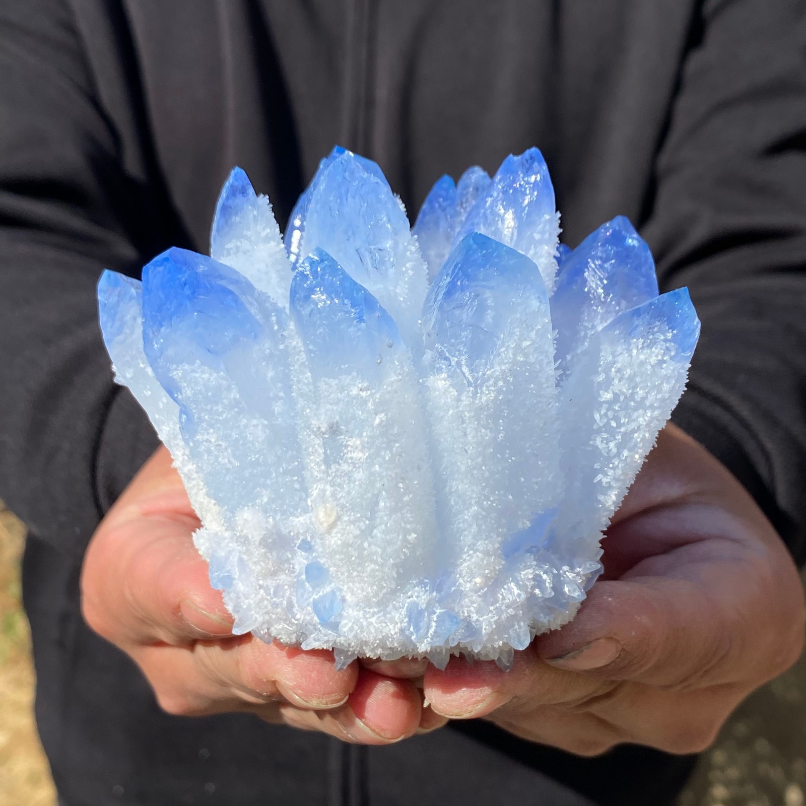 1.25LB New Find BLUE Phantom Quartz Crystal Cluster Mineral Specimen Healing