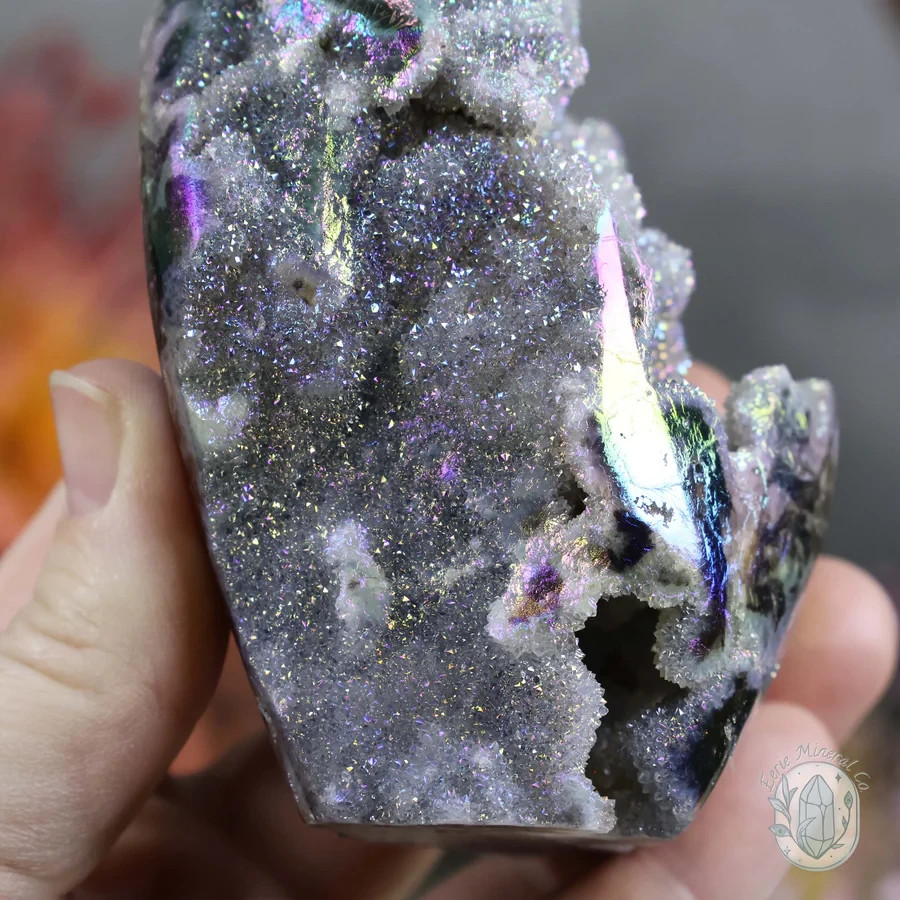 Rainbow Angel Aura Sphalerite Flame Tower Point Healing Crystal Mineral Specimen