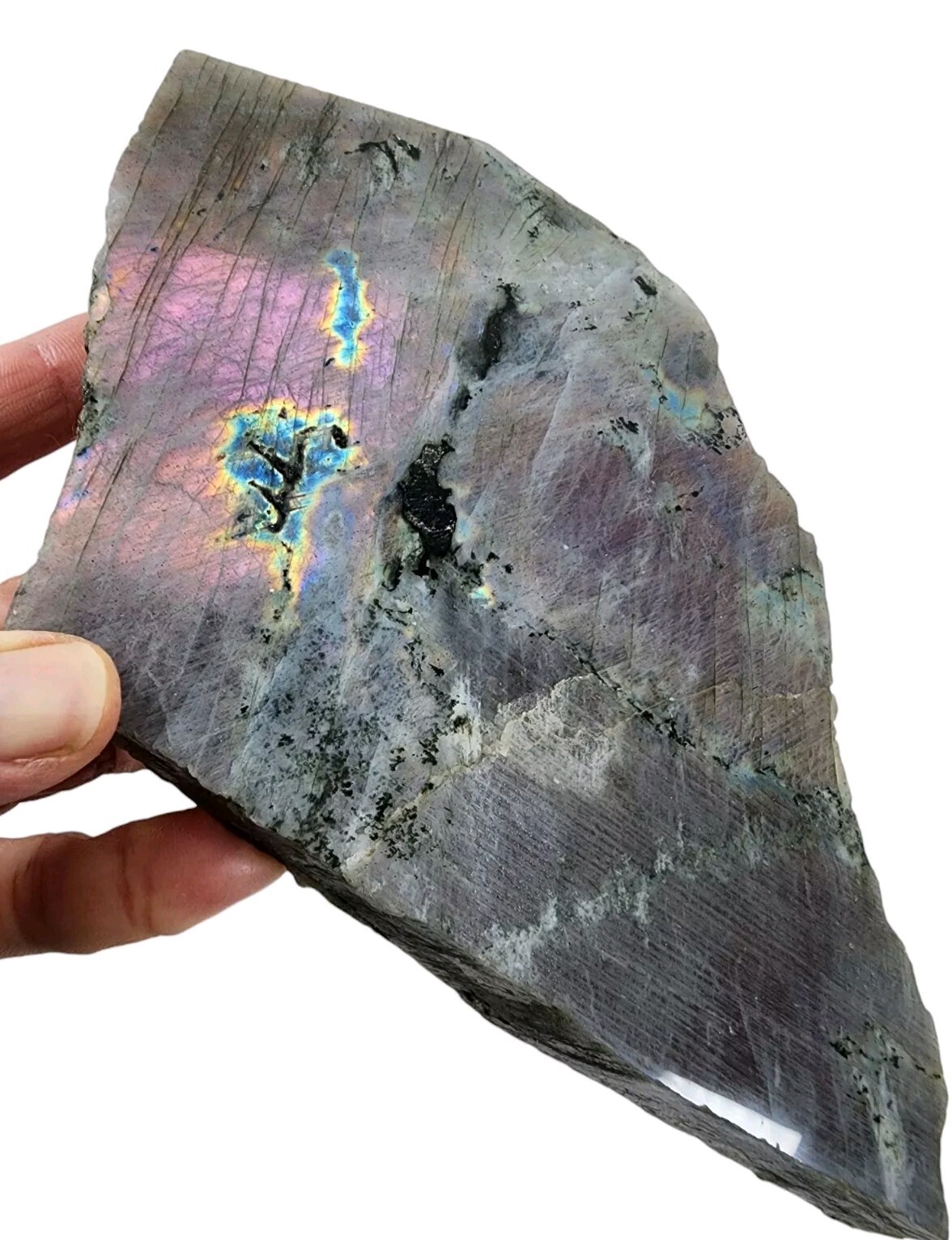 Rainbow Labradorite Polished Face Madagascar 1lb 8oz.