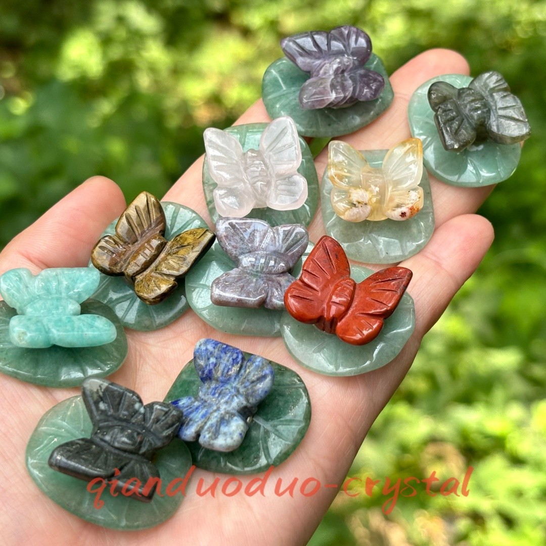 5pcs Mix Natural Quartz Butterfly Hand-carved Crystal skull Reiki Healing Gift