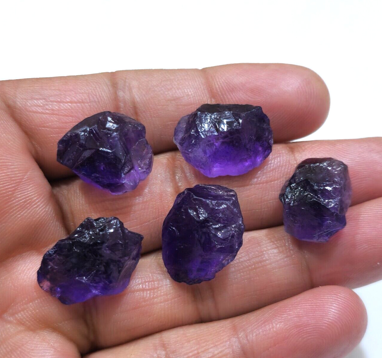Glowing Purple Amethyst Rough 5 Pcs 17-21 mm Size Loose Gemstone For Jewelry