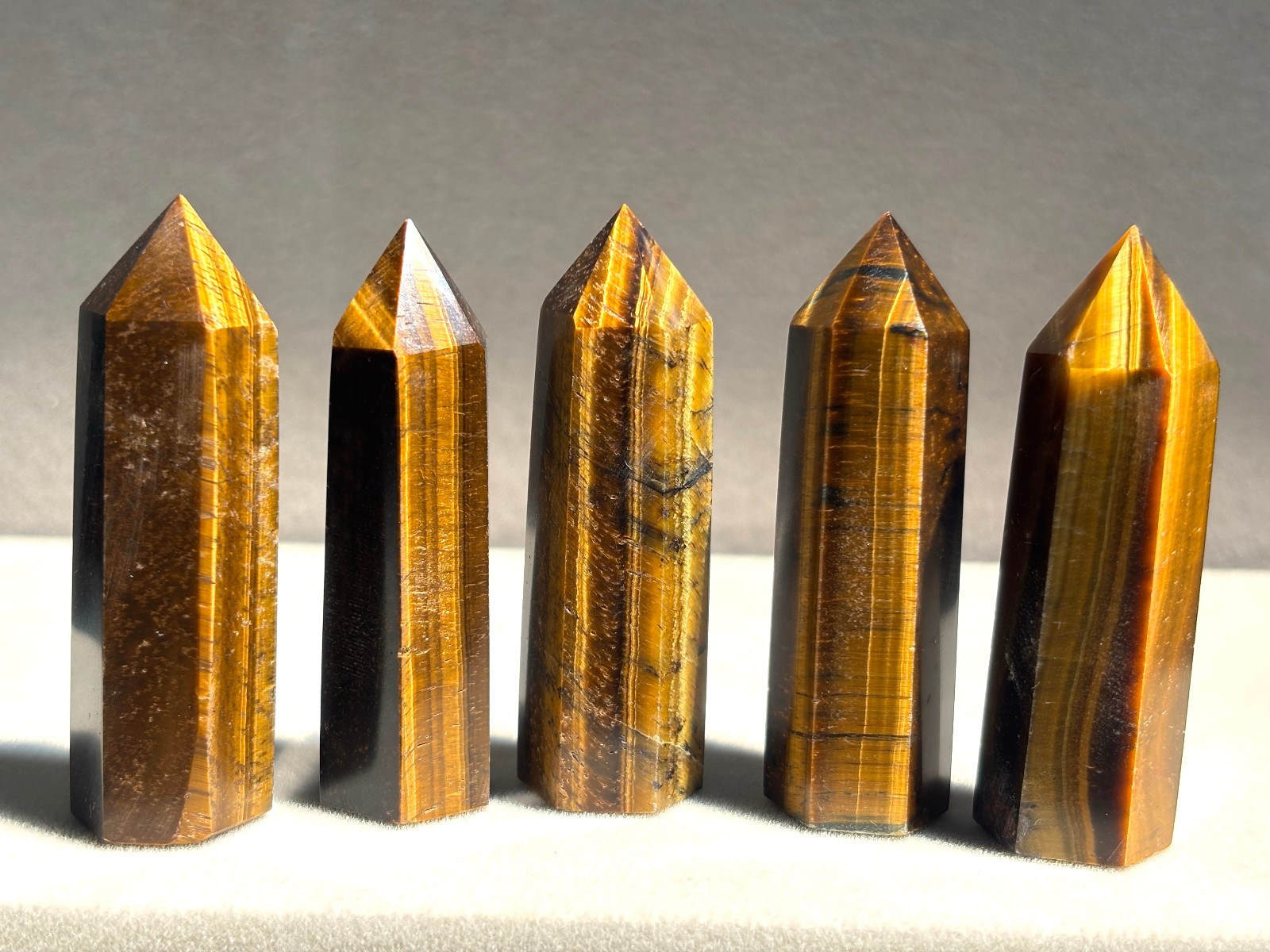10pcs Wholesale 2″+ Tiger’s Eye Quartz Crystal Energy Wand Obelisk Pillar Tower