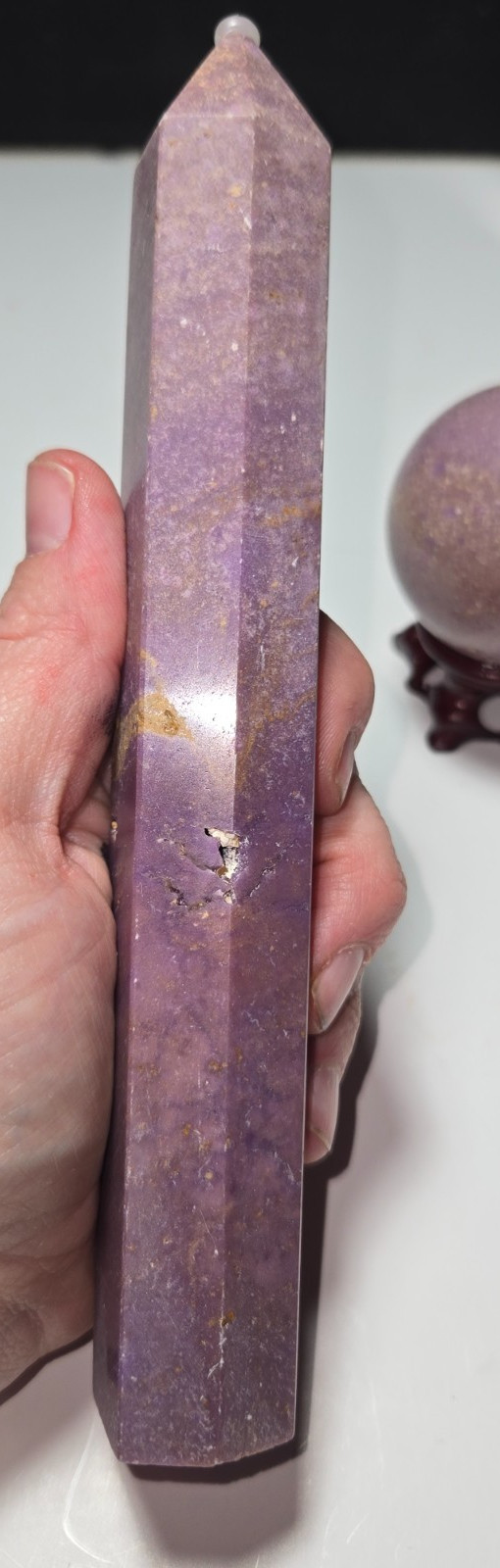 PRETTY PURPLE Phosphosiderite Sphere and Tower set of (2) P20
