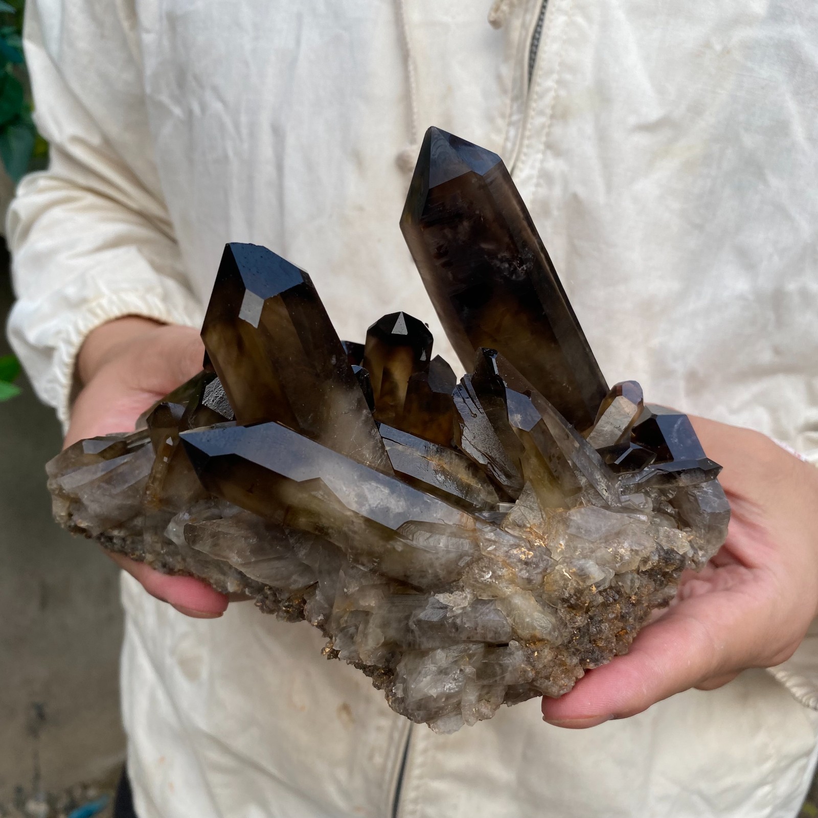 1250G Natural Smoky Black Quartz Cluster Crystal raw Specimen Healing