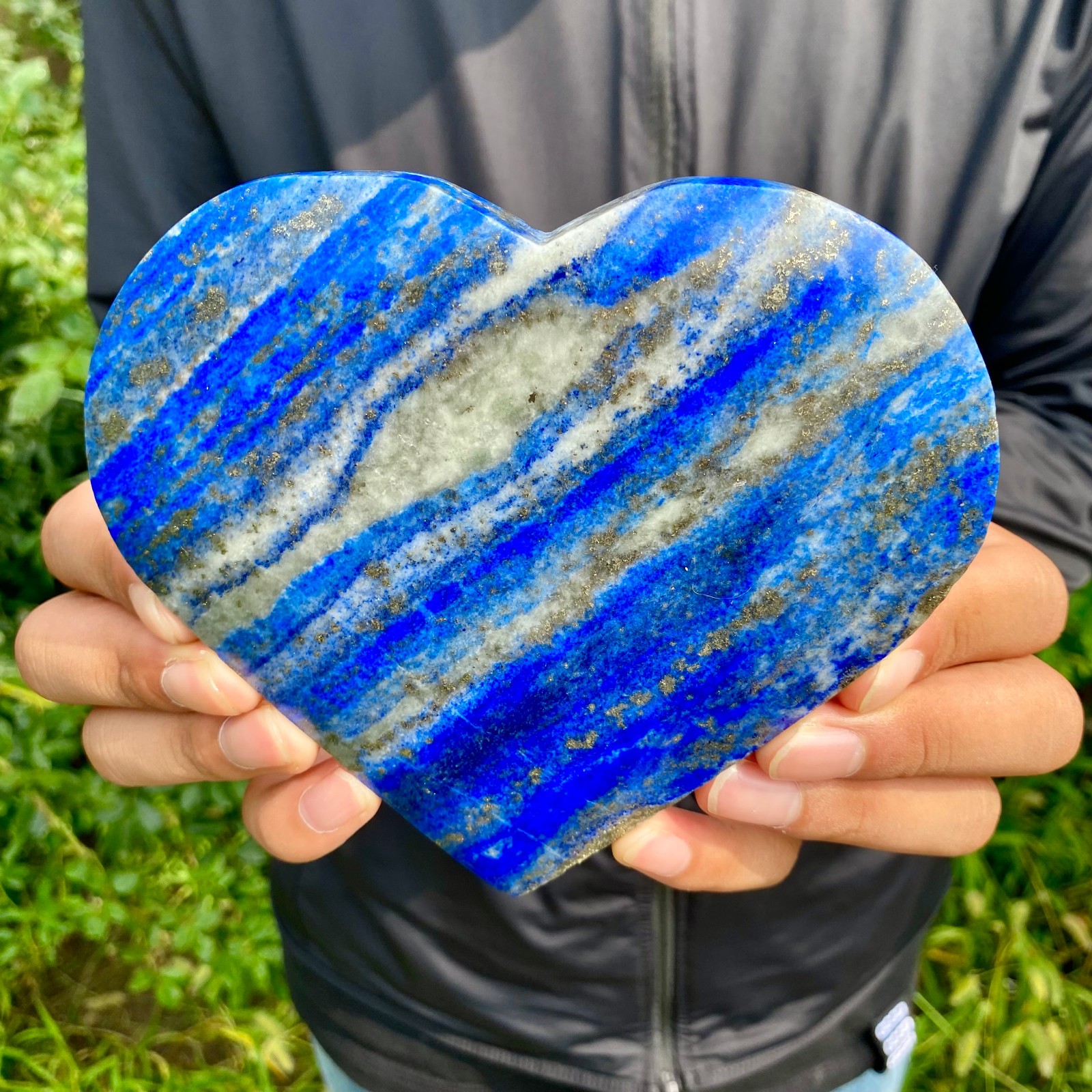 1.4LB Natural Polished Lapis Lazuli Heart Stone Chakra Healing Crystal Home