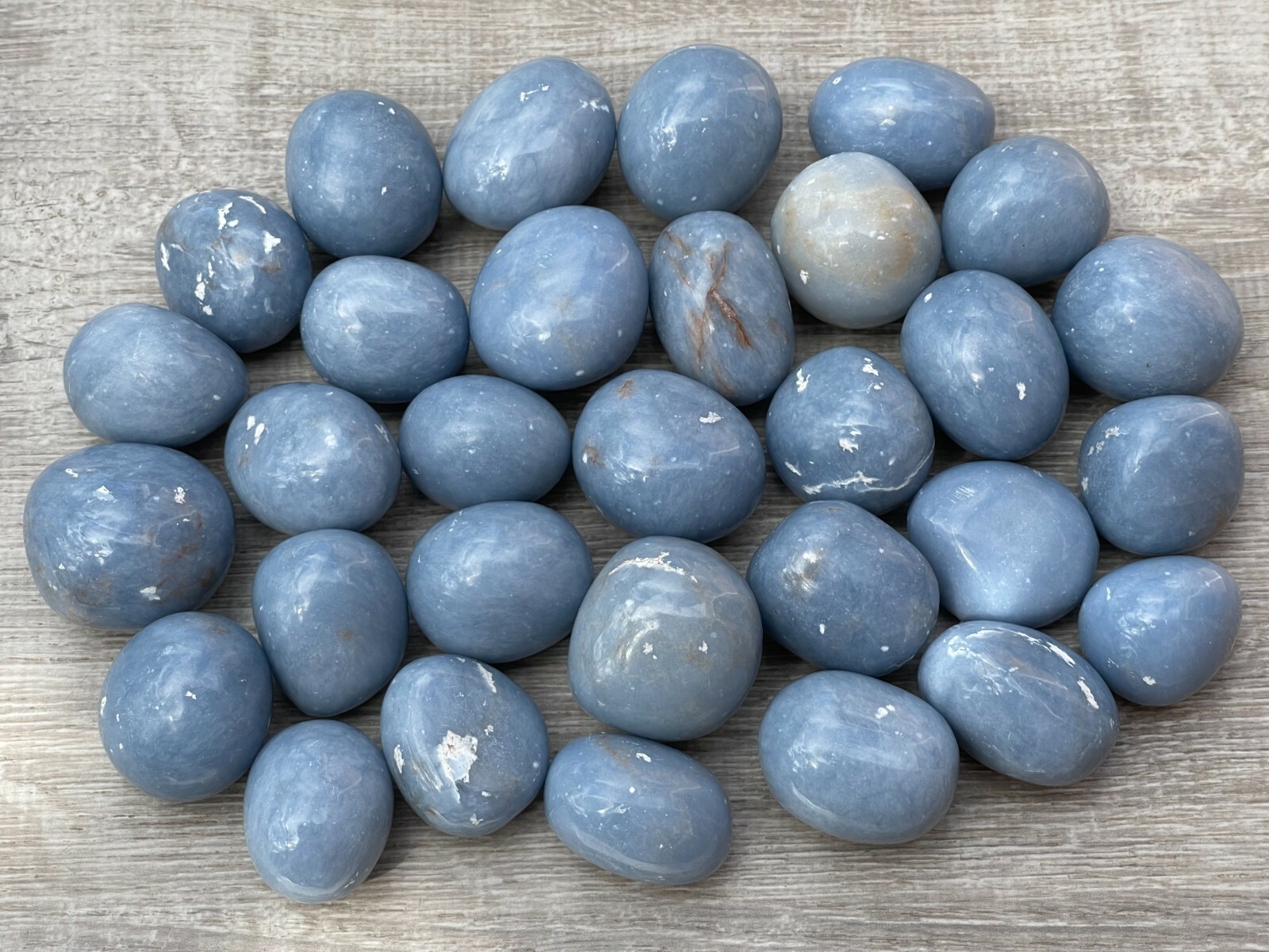 Angelite Pebble, 1-1.5 Inch Large Angelite Tumbled Stone, Angelite Palm Stone