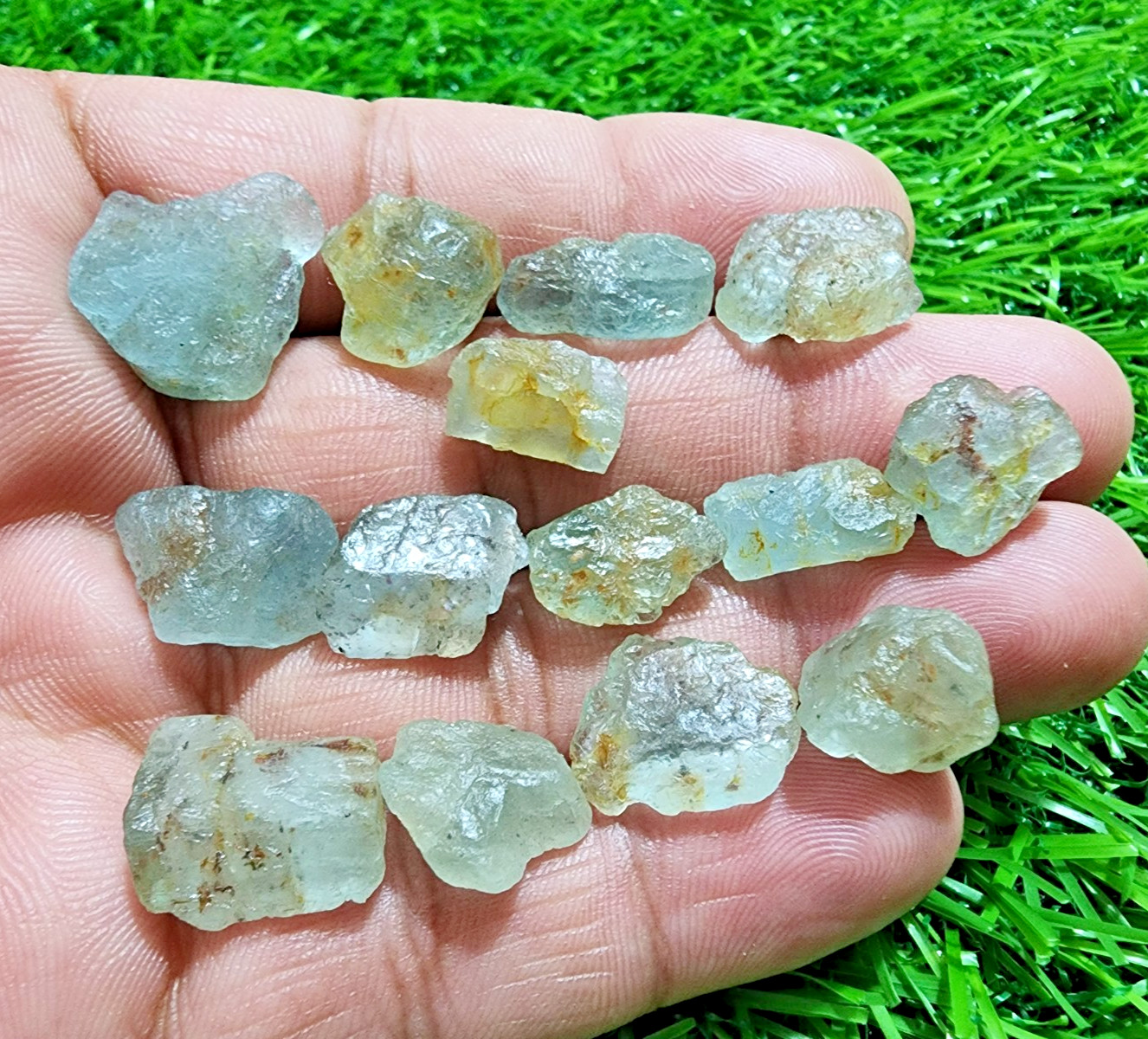 14 Pcs Awesome Blue Aquamarine Gemstone Rough Lot 13-18mm Aquamarine Raw Stones