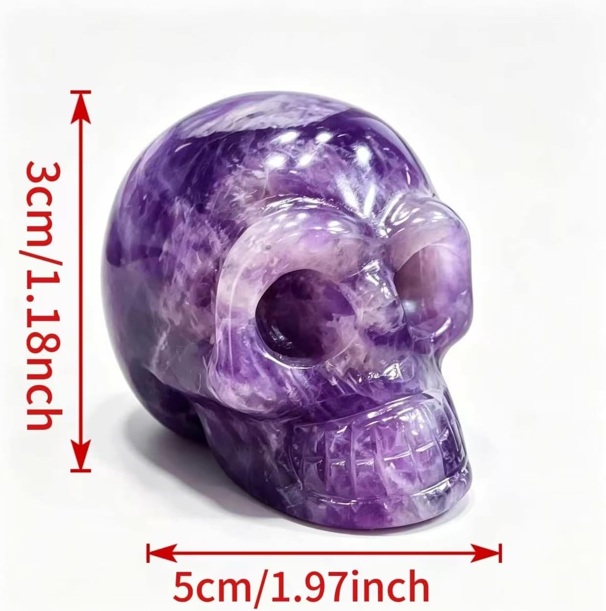 Amethyst Skull Statue, 2 Inch, Hand-Carved, Polished Crystal Figurine