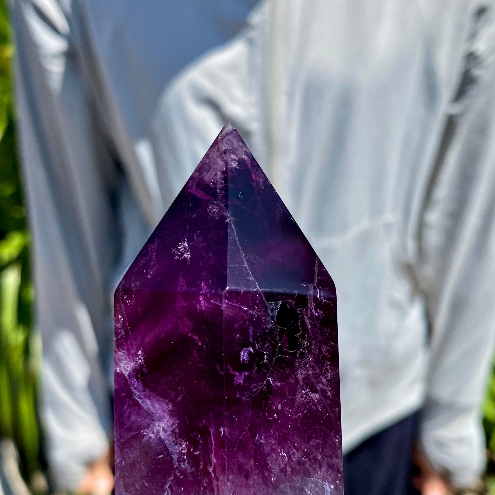 2.42LB Large Natural colored fluorite crystal column obelisk healing specimen