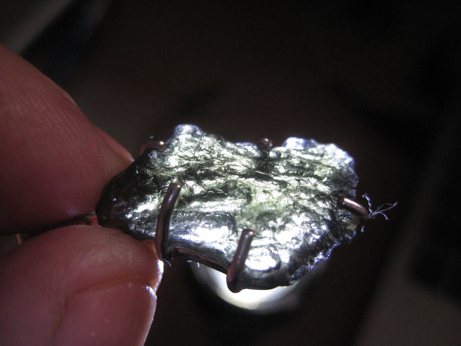 Moldavite pendant Nova Hospode,tektite genuine, Czechia impact glass