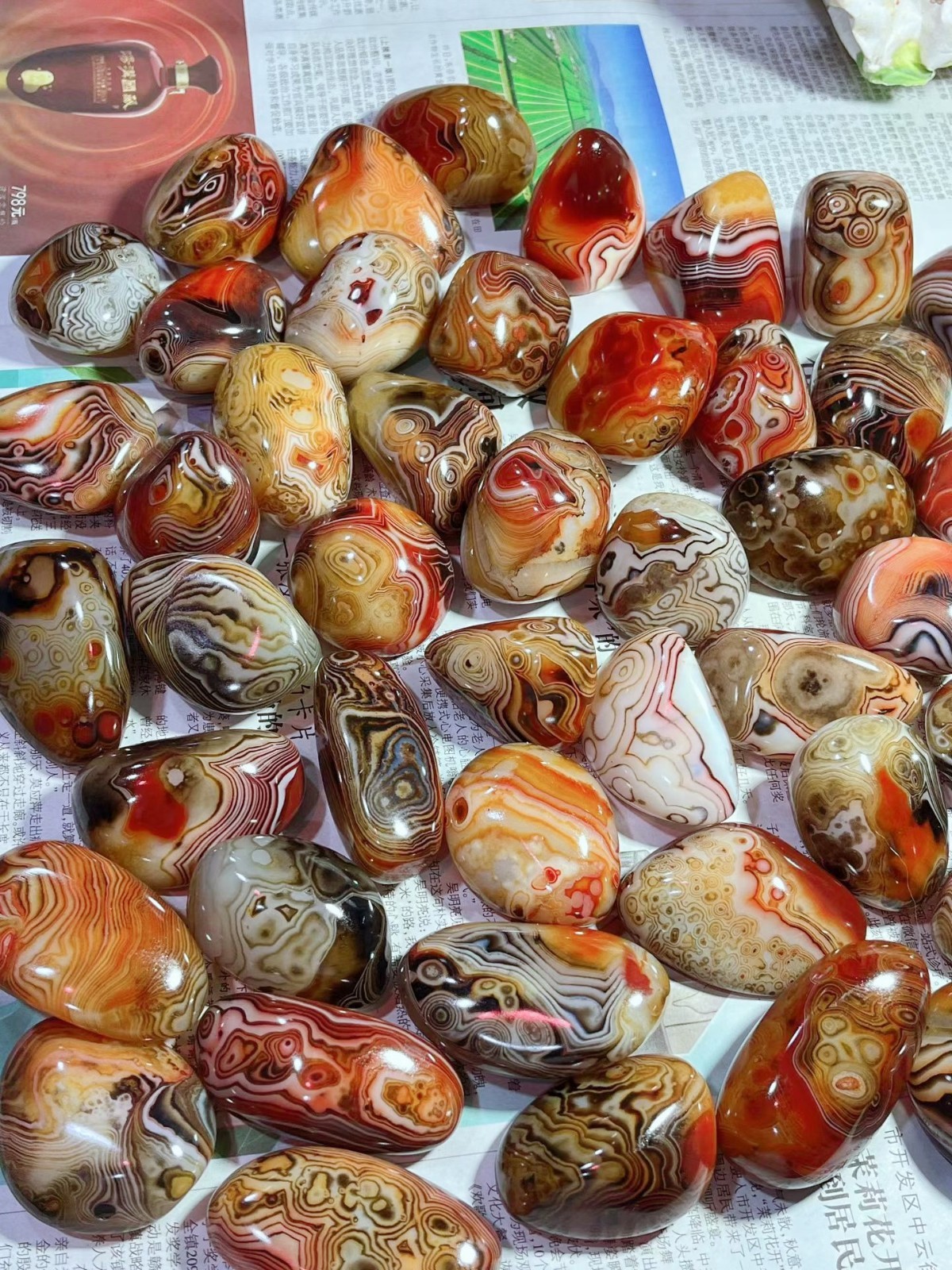 Natural Agate quartz Sardonyx Bande Crystal Polished Mineral Fossil Tumbled 1LB