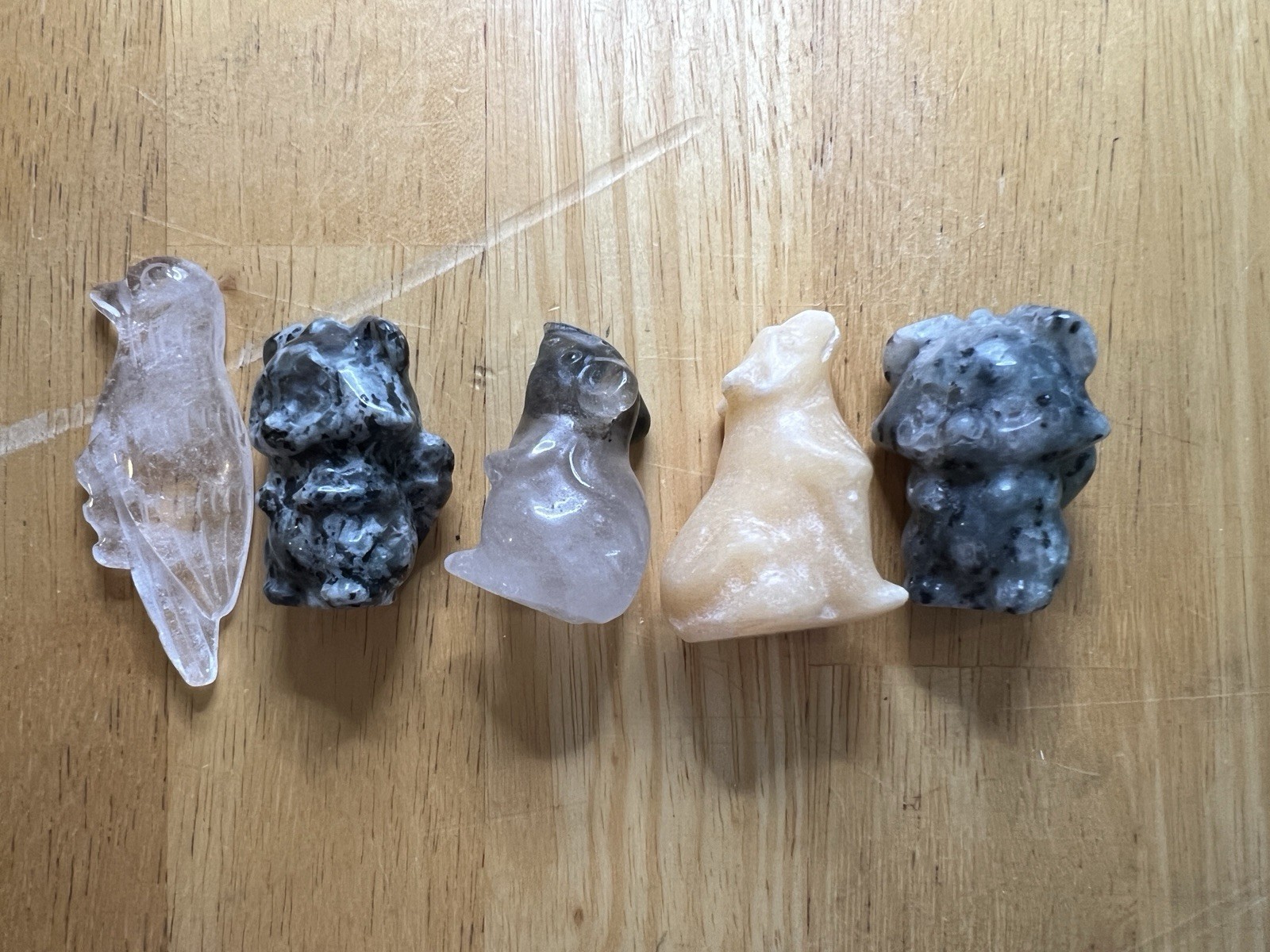 Crystal Critter Collection – 5 Hand-Carved Gemstone Animals Set