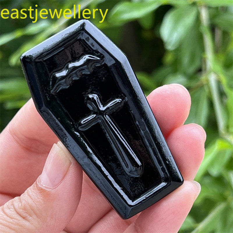 Natural obsidian coffin skull Quartz Crystal carved Skull Reiki healing 1pc