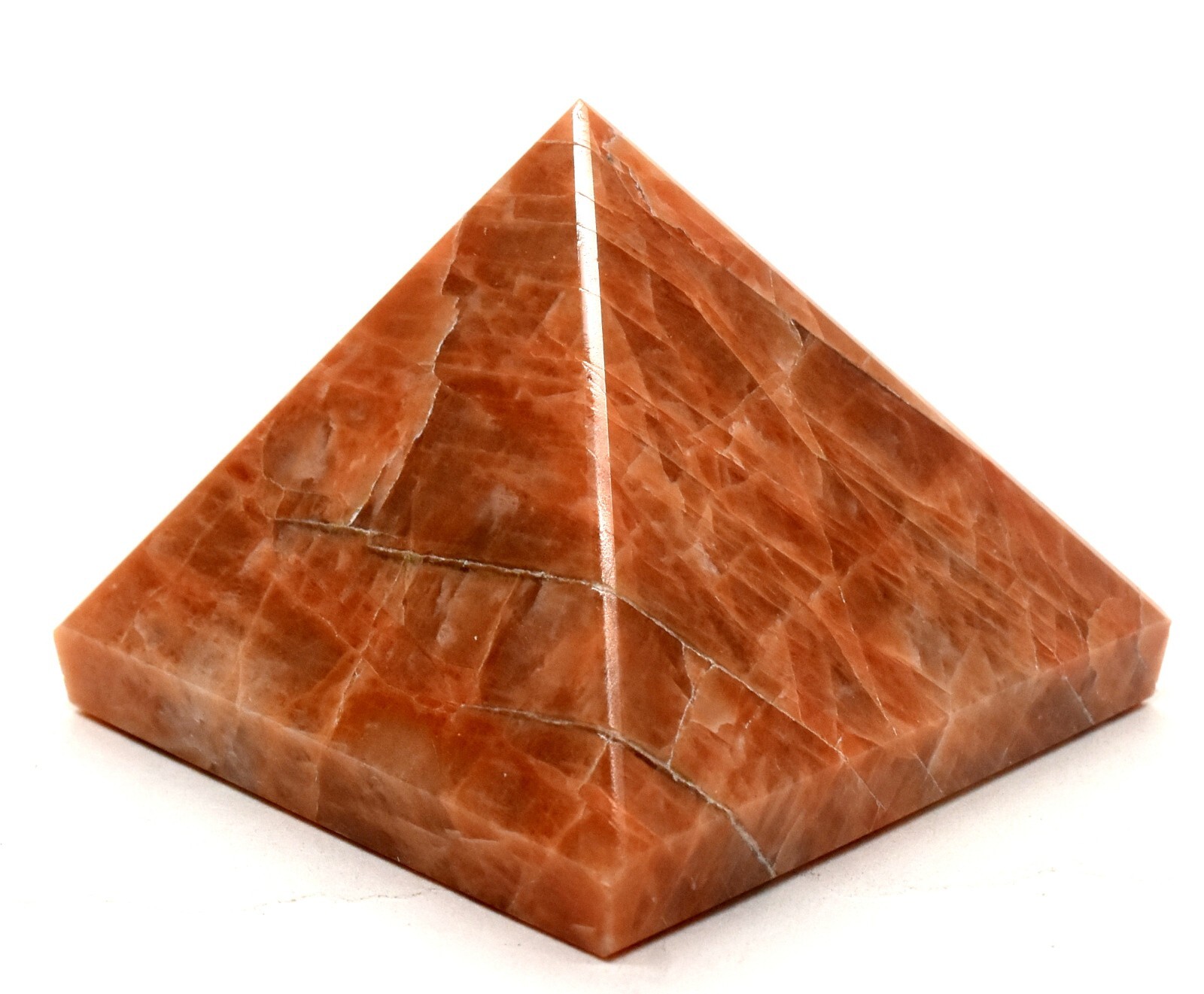 2″ 115g Orange Peach Moonstone Pyramid Polished Natural Feldspar Mineral – India