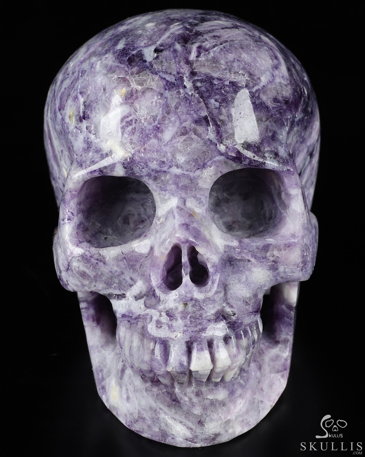 Huge 5.0″ Purple Fluorite Carved Crystal Skull, Realistic, Crystal Healing