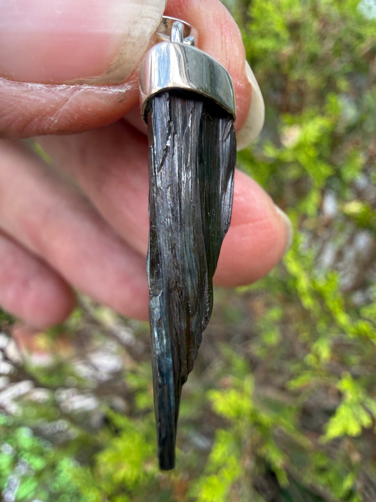 Vivianite Crystal Pendant silver 925 Raw anxiety healing natural awareness