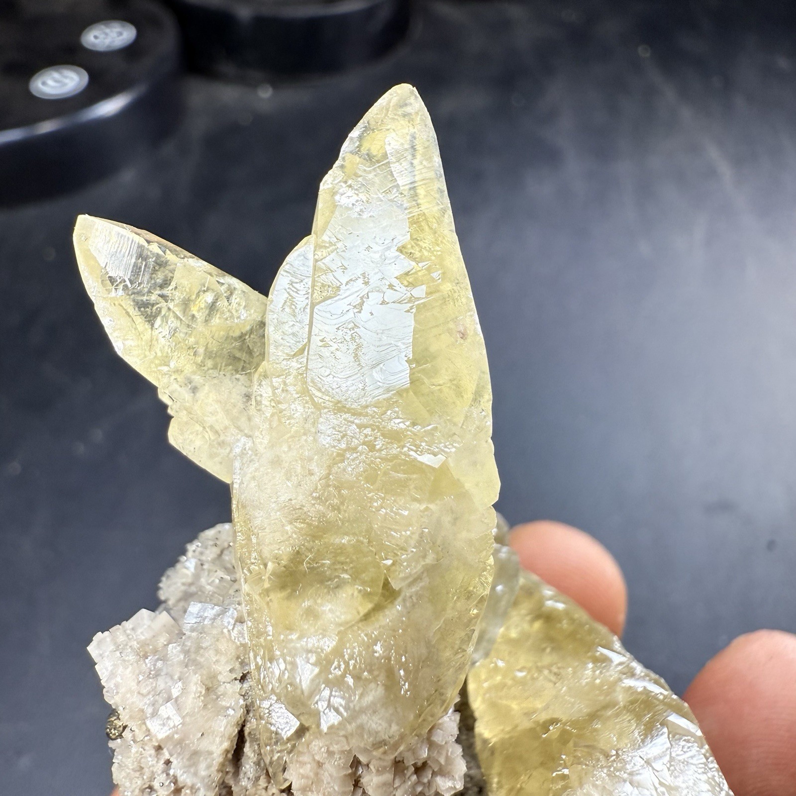 Golden Calcite Crystals on Chalcopyrite Dolomite Pyrite Matrix / Missouri