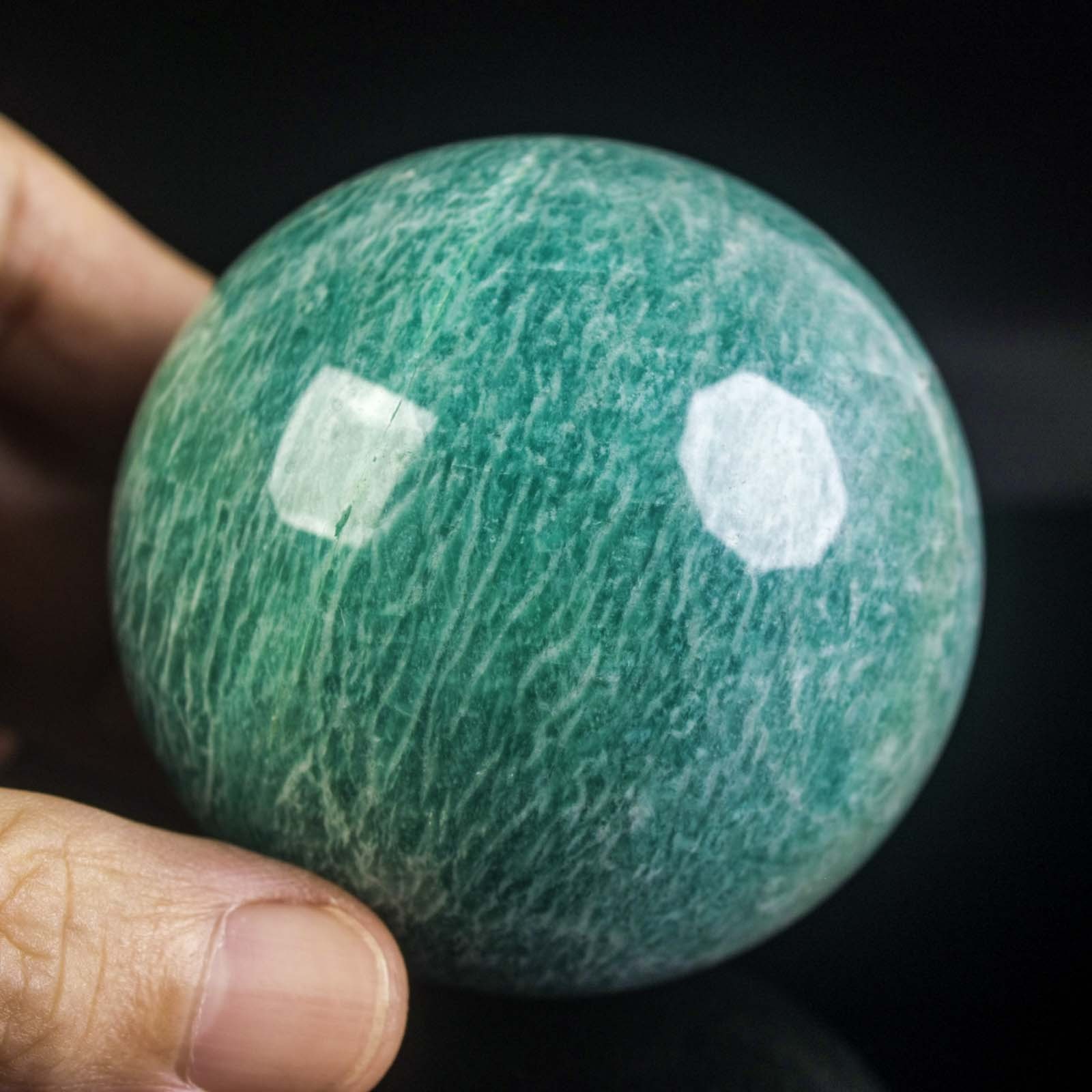 2.5″ 12.3oz Amazonite Sphere Natural Blue Green Crystal Ball Healing Specimen