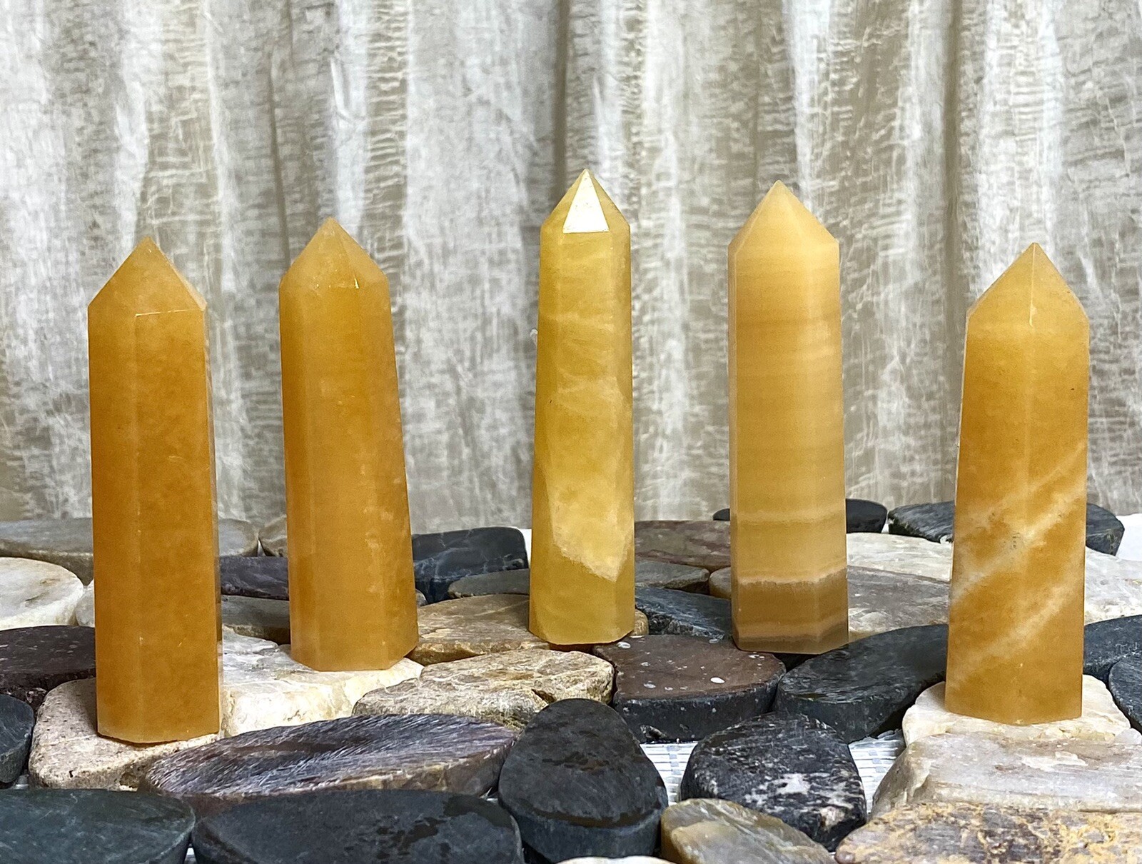 Wholesale Lot 1 Lb Natural Orange Calcite Obelisk Tower Point Crystal Healing