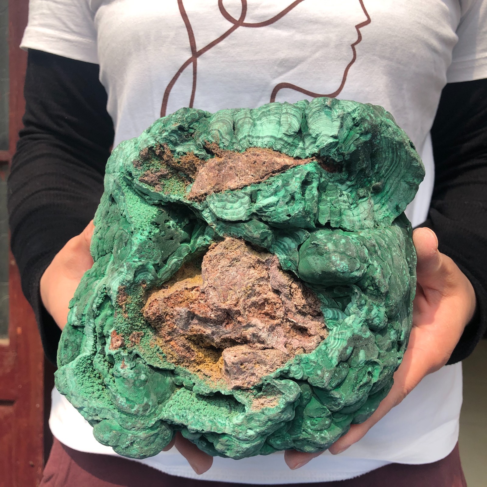 10.4LB Natural glossy malachite cat eye quartz crystal mineral specimen Healing