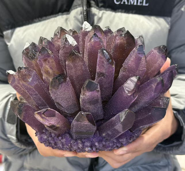 1000G Natural Crystal Dark Amethyst Cluster Raw Purple Quartz Geode Healing Deco