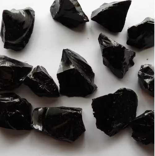4PCS Black Obsidian Chunk, Rough Obsidian Quartz Crystal, Protection Crystals