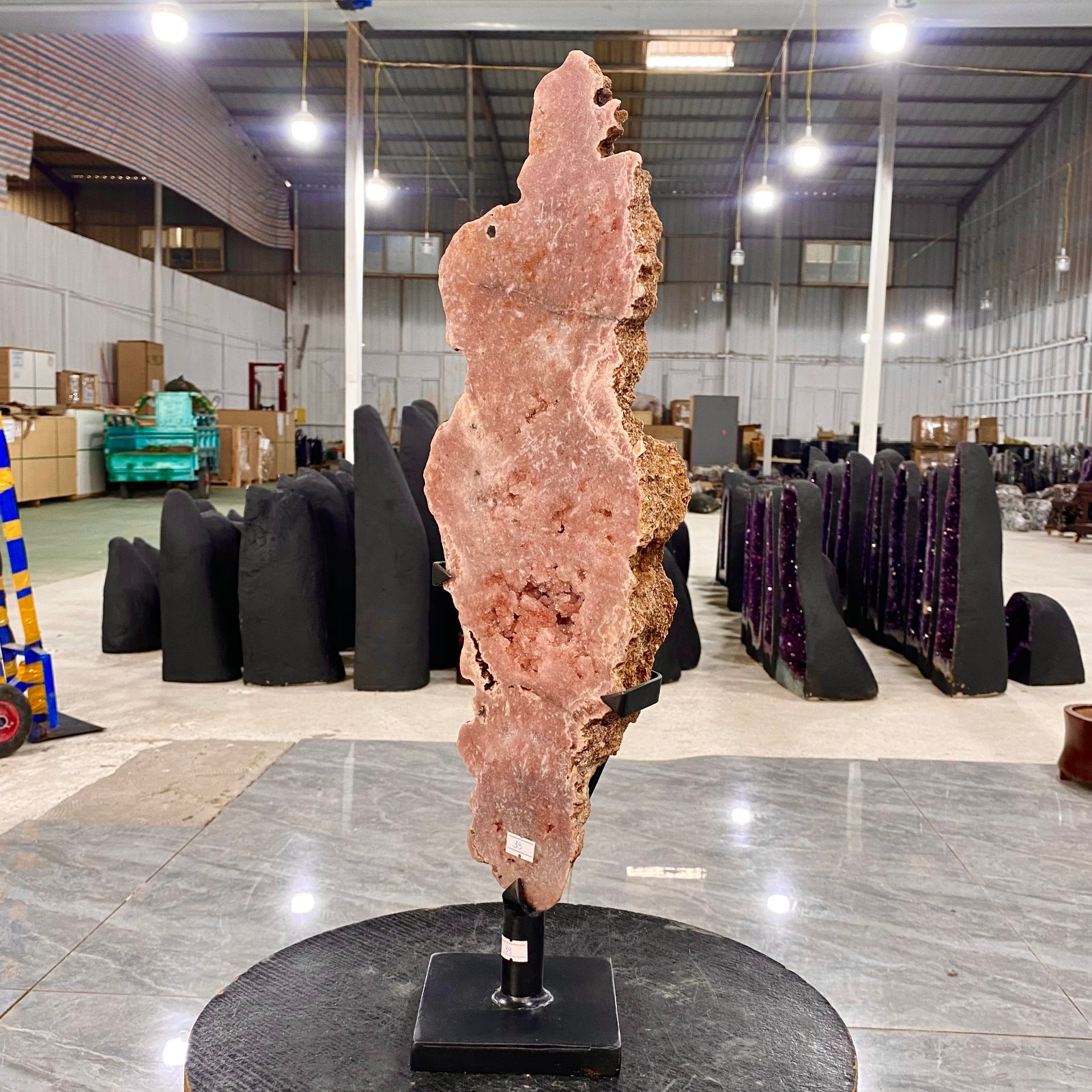 9.4LB Pink Amethyst Crystal Slice Polished Gemstone Slab Natural Mineral Display