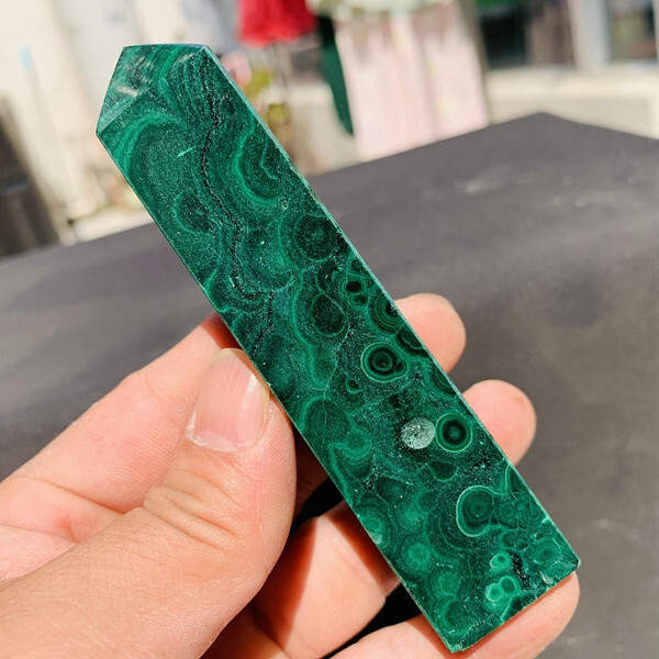 TOP! 187g Natural Malachite Quartz Crystal wand point oblisk healing