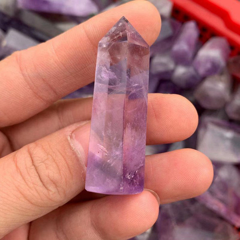 4-5cm Natural Brazilian Amethyst Quartz Crystal Point Wand Obelisk Energy Stone