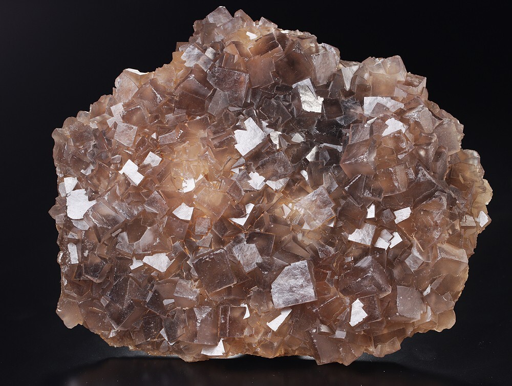 RARE GEMMY YELLOW FLUORITE W/ GREY PHANTOMS Cube CLUSTER FLOWER, AnHui China
