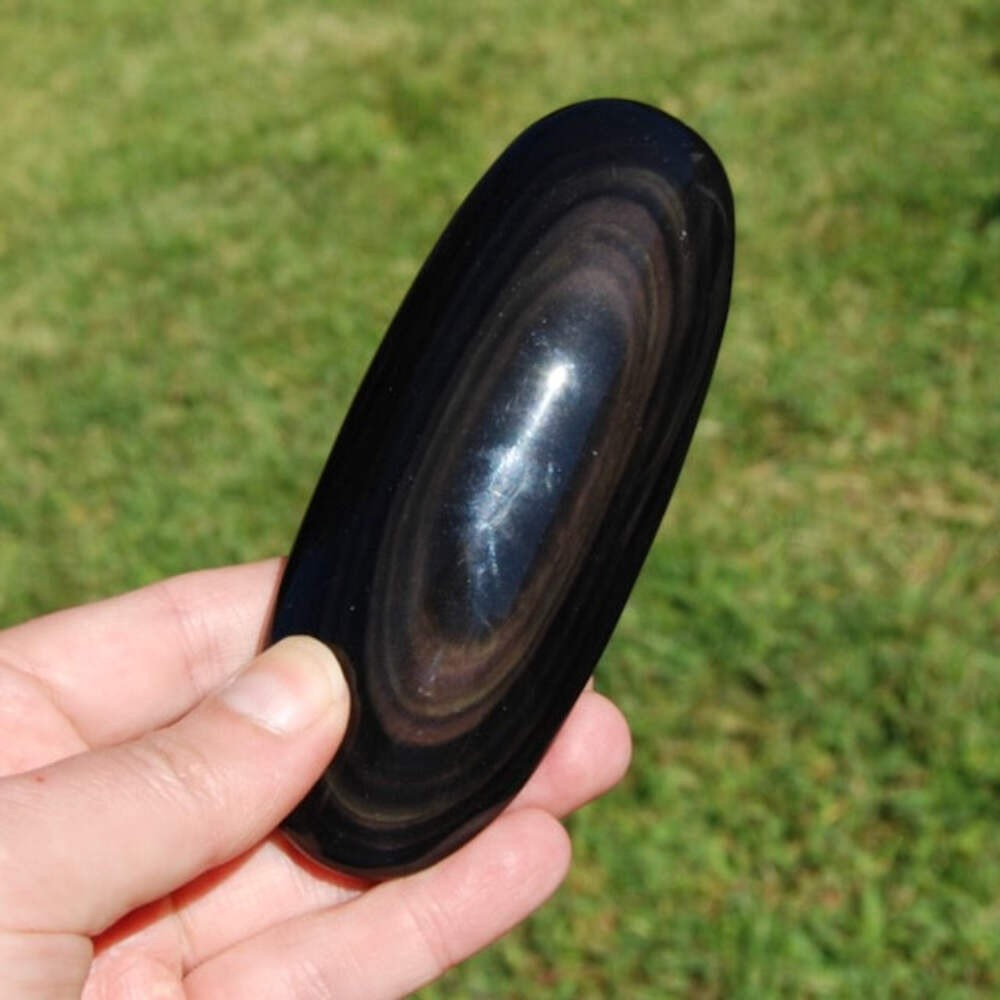 XL Rainbow Obsidian Crystal Palm Stone 4.7in 196g – Stone of Protection, Insight
