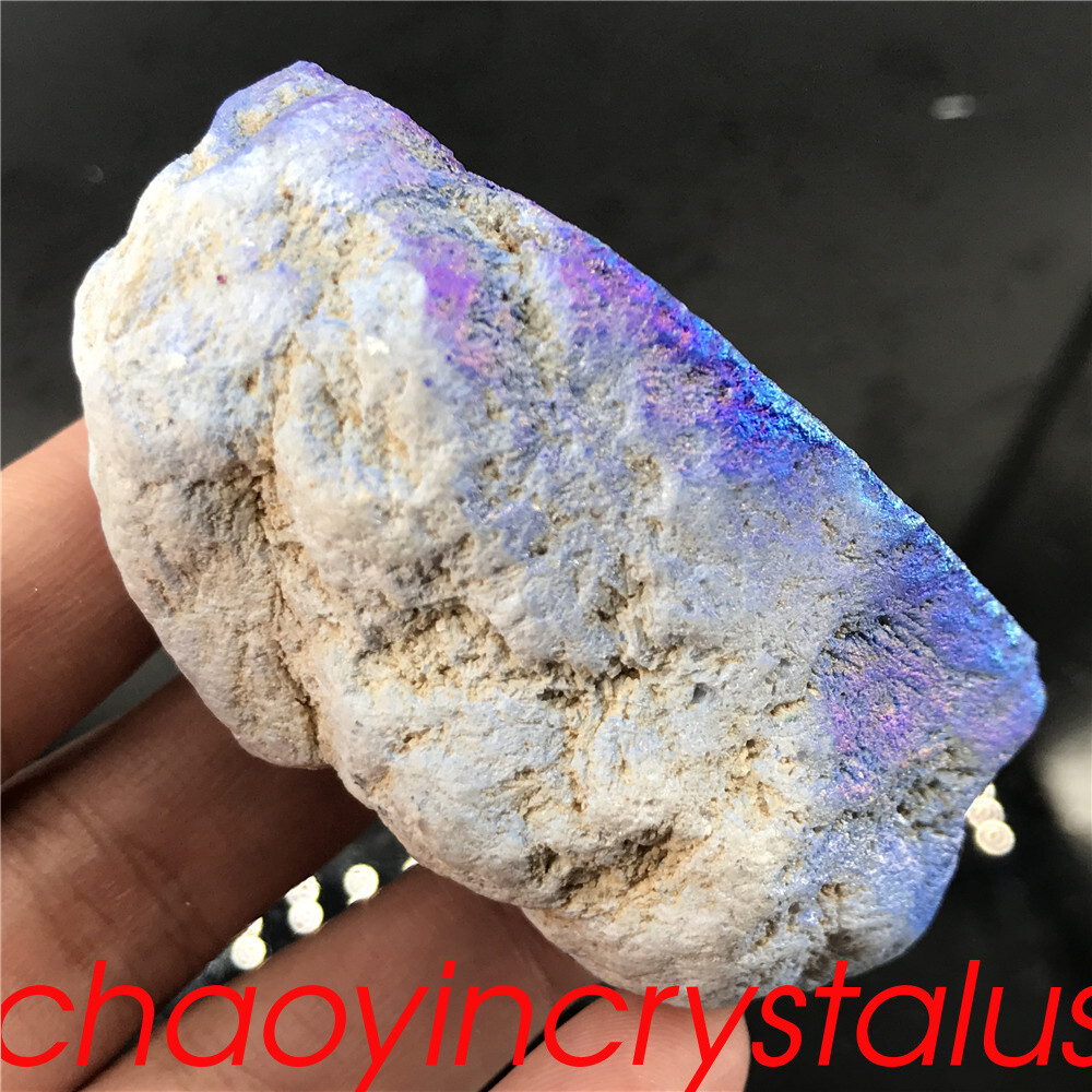 1pc Titanium rainbow agate geode cluster quartz crystal mineral gem reiki 30g+