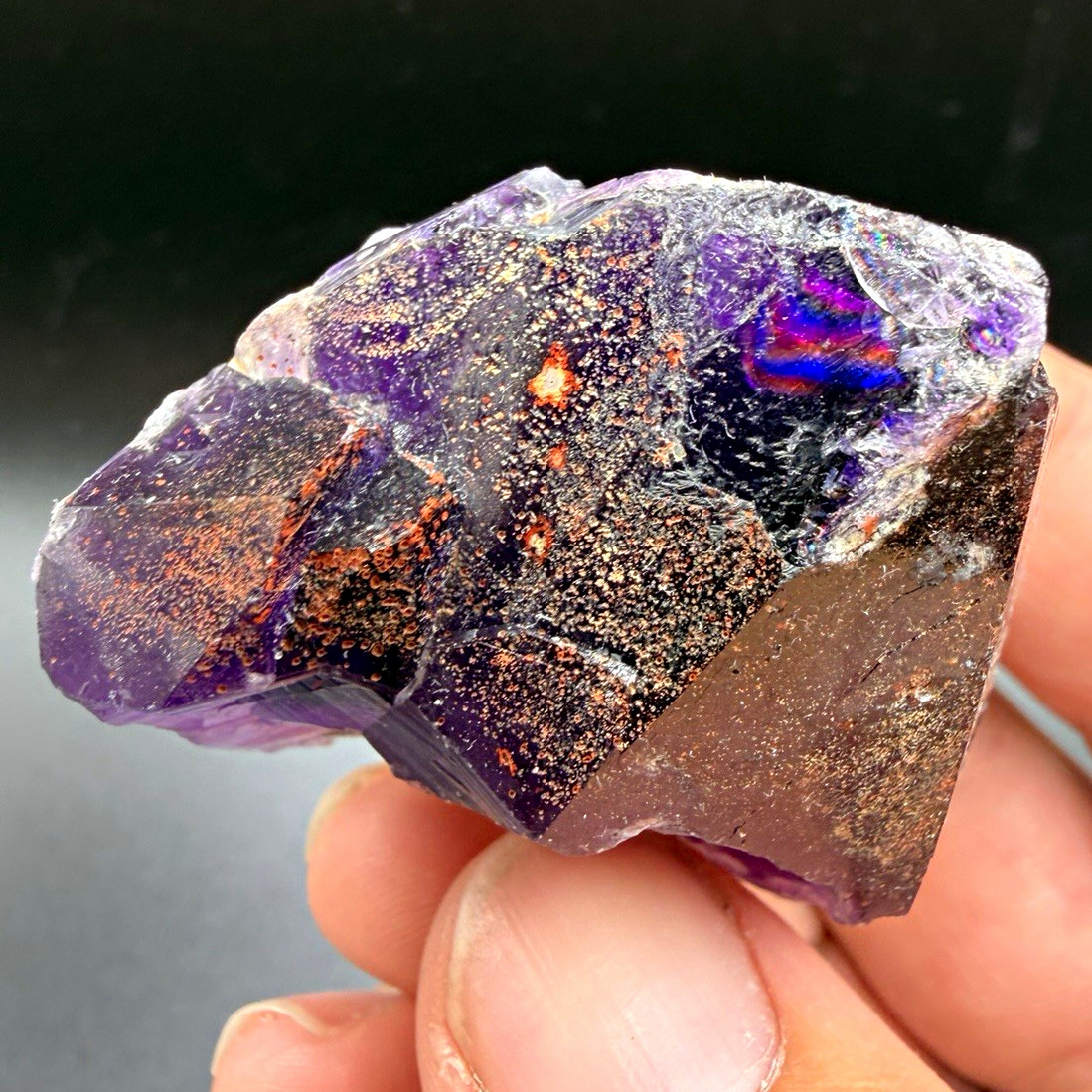 Lustrous Dark Alien Amethyst Phantom Point with Hematite – Hyderabad India