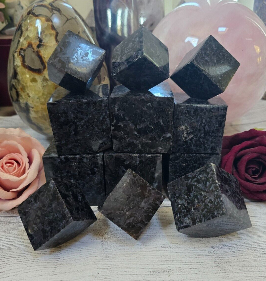 Mystic Merlinite AKA Indigo Gabbro Crystal Cube Large & Small 40-65mm Carved Gem