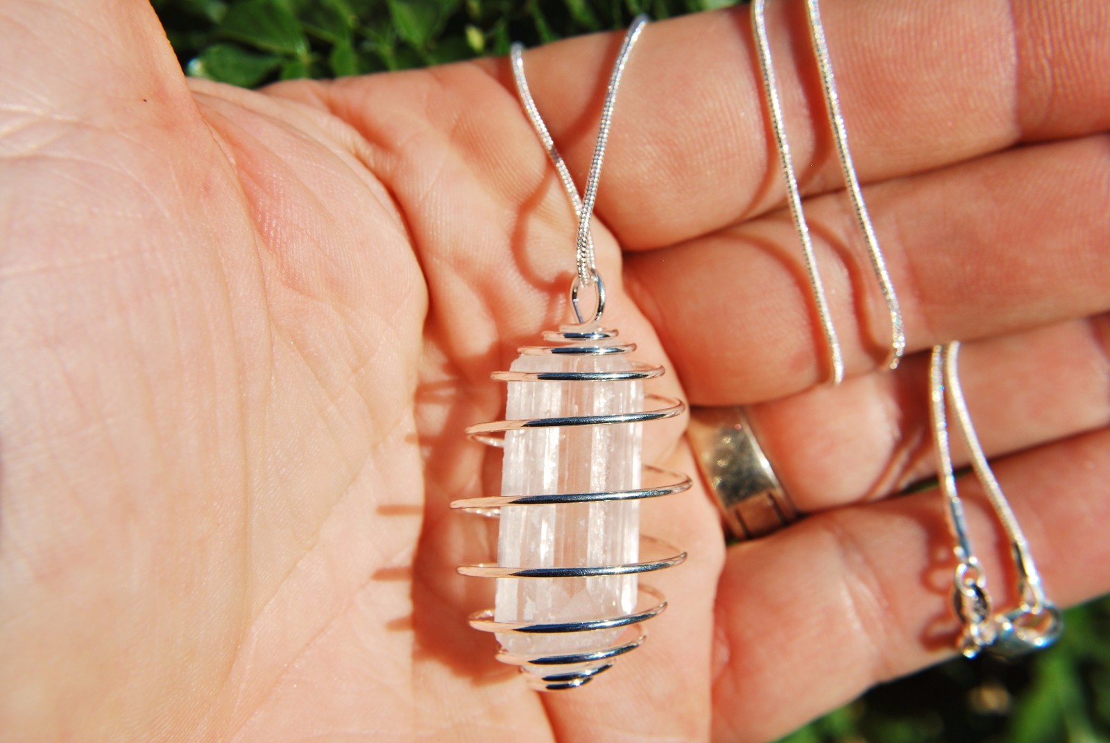 Charged Danburite Crystal Pendant + 20″ Stainless Steel Chain & Charger SYN 12