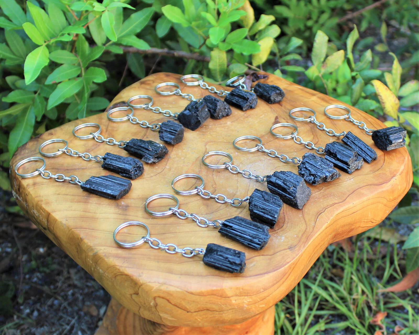 Natural Black Tourmaline Key Chain, Raw Tourmaline Log Keychain, Crystal Keyring