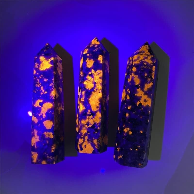 Handpicked Yooperlite Tower UV-Reactive Reiki Stone Glow in the Dark Decor Gift