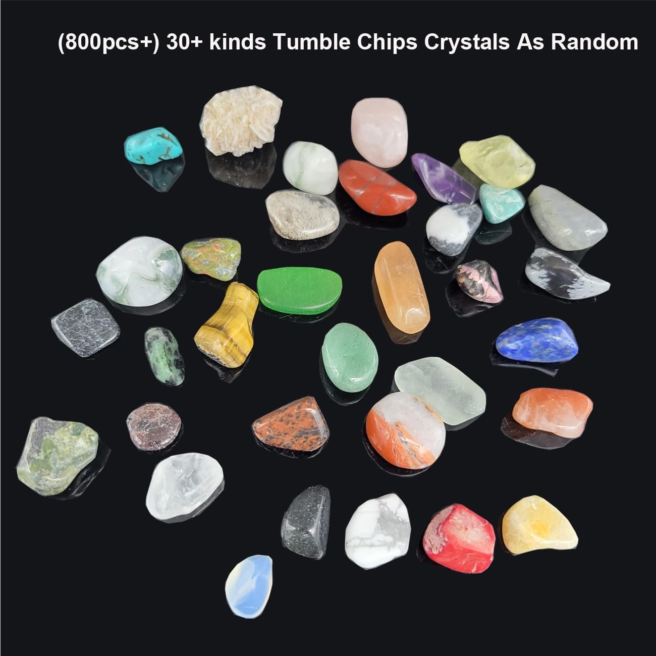800Pcs+ (3lb) Gemstones and Crystals Set,30Kinds+ Bulk Rocks and Minerals Scienc
