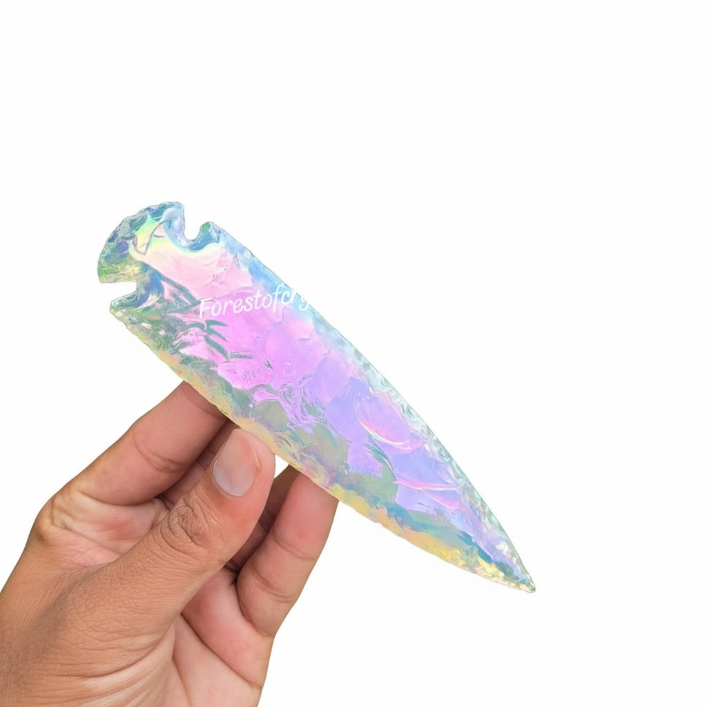 AAA Unique Opalite Angel Aura Coated Arrowhead 3-6″ Handmade Crystal Spear Point