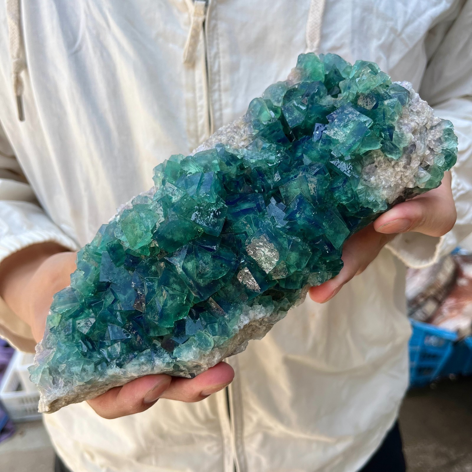 4.2lb NATURAL Green Cube FLUORITE Quartz Crystal Cluster Mineral Specimen