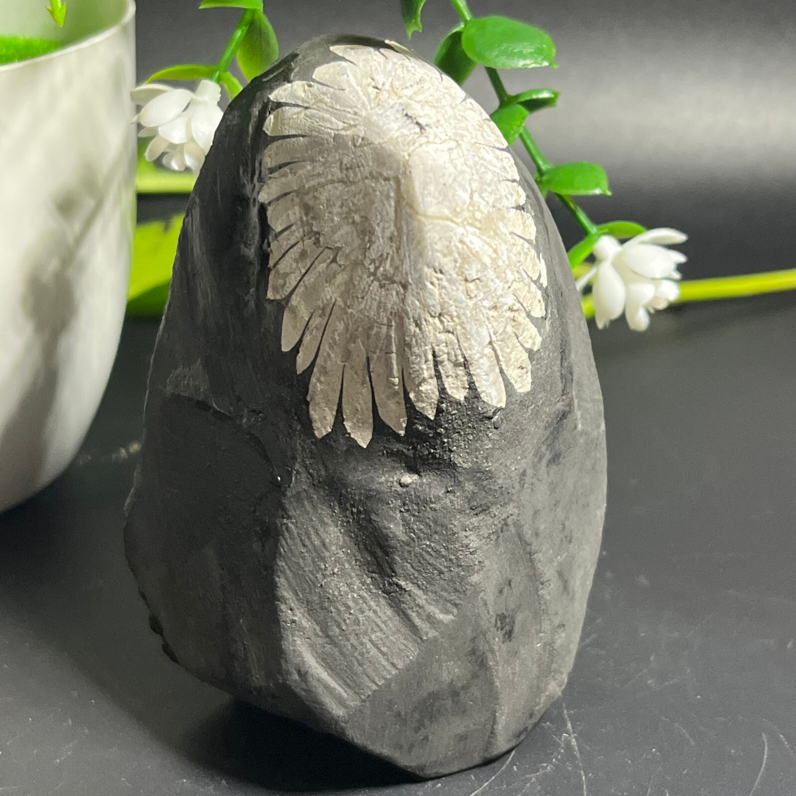 454g Natural chrysanthemum stone quartz carving aura healing gift