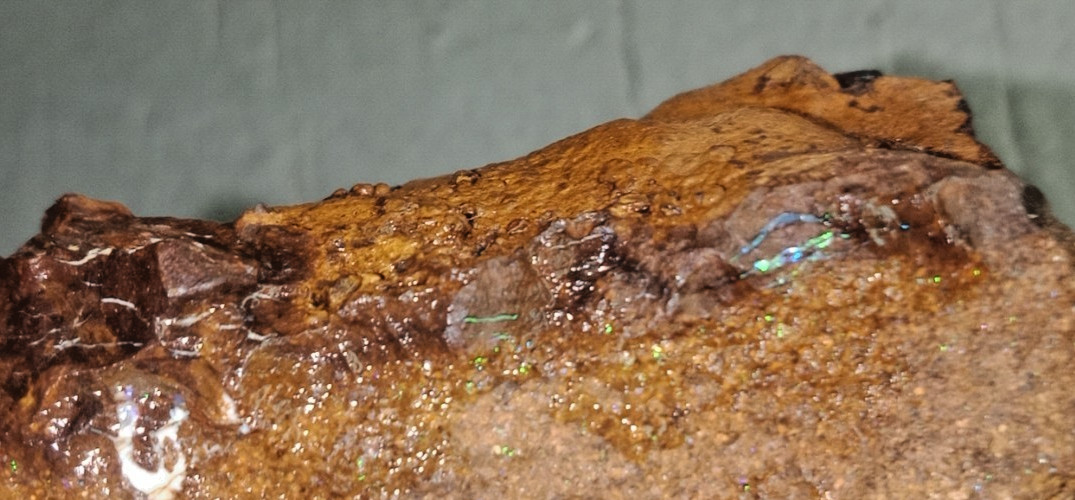 Qld Boulder Opal in Ironstone Matrix Opal Seam with Druzy Silica 177g (8×5×3cm)