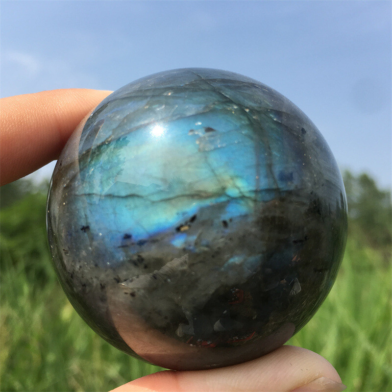 40mm Natural Multicolor Labradorite Ball Quartz Crystal Sphere Reiki Healing NEW