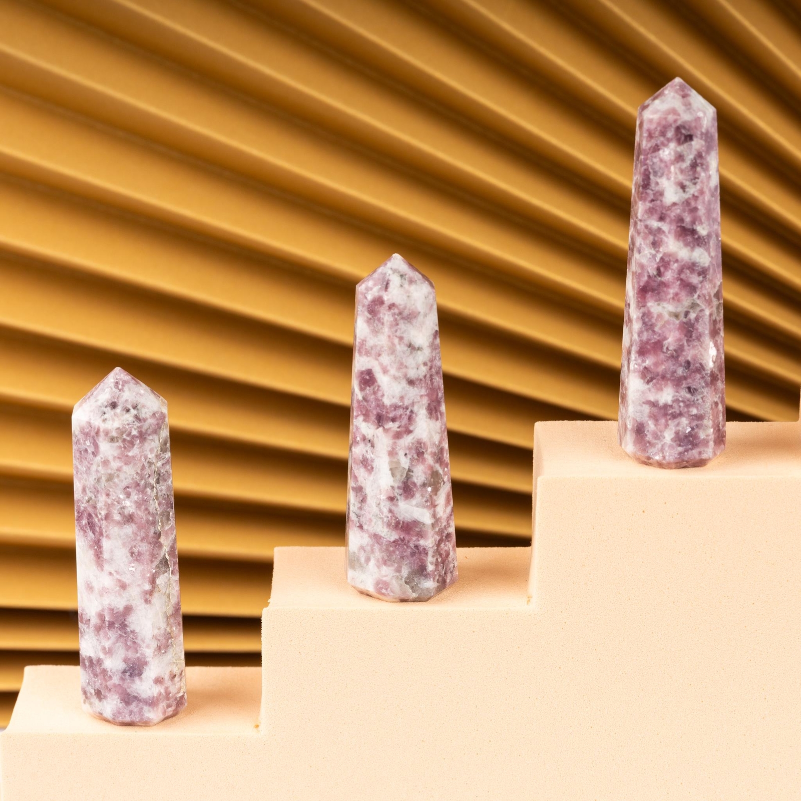 Natural Lepidolite Obelisk Point Crystal Tower 2.5-3″, Healing Crystals and Ston