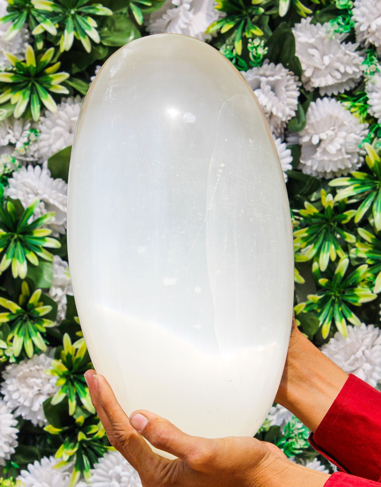Huge 335MM Natural White Selenite Quartz Stone Metaphysical Meditation Lingam